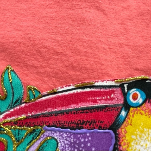 Vintage 80’s Artisan Toucan Birds Hand Painted Iron On T Shirt - Picture 11 of 14